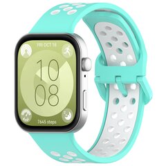 Zweifarbiges Silikonband - T&uuml;rkis mit Wei&szlig; - Huawei Watch Fit 3 / Fit 4