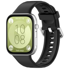 Silikonband mit Dornschlie&szlig;e - Schwarz - Huawei Watch Fit 3 / Fit 4