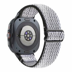 Elastisches Solo Loop Nylonarmband - Wei&szlig; mit Schwarz - Samsung Galaxy Watch 8 Classic - 46mm