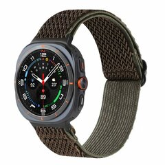 Elastisches Solo Loop Nylonarmband - Braun mit dunkelgr&uuml;n - Samsung Galaxy Watch 8 Classic - 46mm