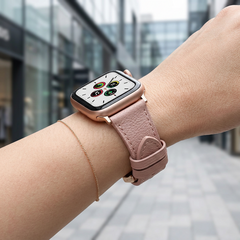 Lederarmband - Hellrosa - Geeignet f&uuml;r Apple Watch 38mm / 40mm / 41mm / 42mm