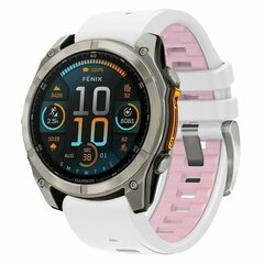 Silikonarmband - Wei&szlig; mit Rosa - Garmin Fenix 7s/6s/5s / Instinct 2s / Epix Pro Gen 2 (42mm)