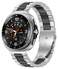 Edelstahl-Gliederarmband - Silber mit Schwarz - Samsung Galaxy Watch 8 Classic - 46mm