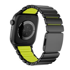 Premium-Edelstahl-/Silikonarmband - Schwarz mit Gr&uuml;n - Geeignet f&uuml;r Apple Watch 44mm / 45mm / 46mm / 49mm