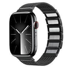 Luxuri&ouml;ses magnetisches Edelstahlband - Schwarz - Geeignet f&uuml;r Apple Watch 44mm / 45mm / 46mm / 49mm
