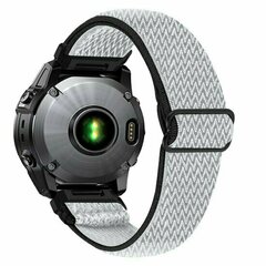 Elastisches Solo Loop Nylonarmband - Wei&szlig; mit Schwarz - Garmin Fenix 9 / 9 pro - 43mm