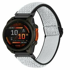 Elastisches Solo Loop Nylonarmband - Wei&szlig; mit Schwarz - Garmin Fenix 9 / 9 pro - 51mm