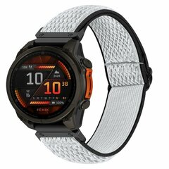 Elastisches Solo Loop Nylonarmband - Wei&szlig; mit Schwarz - Garmin Quatix 8 - 47mm