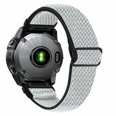 Elastisches Solo Loop Nylonarmband - Wei&szlig; mit Schwarz - Garmin Quatix 8 - 47mm