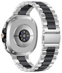 Edelstahl-Gliederarmband - Silber mit Schwarz - Samsung Galaxy Watch 9 - 40mm / 44mm