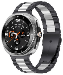 Edelstahl-Gliederarmband - Schwarz mit Silber - Samsung Galaxy Watch 9 - 40mm / 44mm