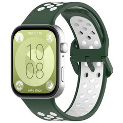 Zweifarbiges Silikonband - Gr&uuml;n mit Wei&szlig; - Huawei Watch Fit 3 / Fit 4
