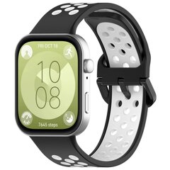 Zweifarbiges Silikonband - Schwarz mit Wei&szlig; - Huawei Watch Fit 3 / Fit 4