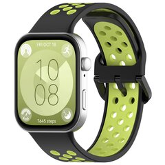 Zweifarbiges Silikonband - Schwarz mit Gr&uuml;n - Huawei Watch Fit 3 / Fit 4