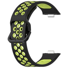 Zweifarbiges Silikonband - Schwarz mit Gr&uuml;n - Huawei Watch Fit 3 / Fit 4