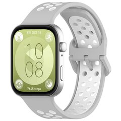 Zweifarbiges Silikonband - Grau mit Wei&szlig; - Huawei Watch Fit 3 / Fit 4