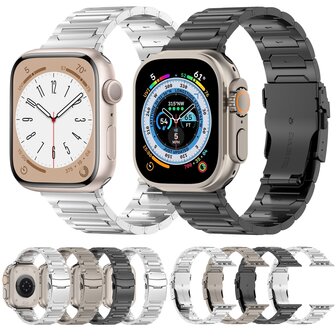 Titan H-Typ Gliederarmband - Farbe Titan - Geeignet f&uuml;r Apple Watch 38mm / 40mm / 41mm / 42mm