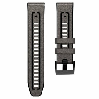 Leder + Silikonarmband - Grau - Garmin Fenix 8 / 8 Pro - 51mm