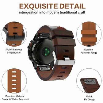 Lederband - Schwarz - Garmin Fenix 8 / 8 Pro - 51mm