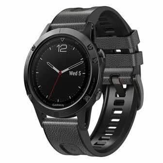 Leder + Silikonarmband - Dunkelgrau - Garmin Fenix 8 / 8 Pro - 51mm