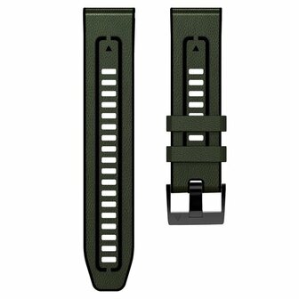 Leder + Silikonarmband - Gr&uuml;n - Garmin Fenix 8 / 8 Pro - 51mm
