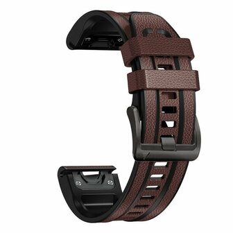 Leder + Silikonarmband - Dunkelbraun - Garmin Fenix 8 / 8 Pro - 51mm