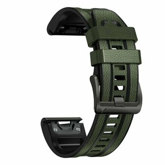 Leder + Silikonarmband - Gr&uuml;n - Garmin Fenix 8 / 8 Pro - 47mm