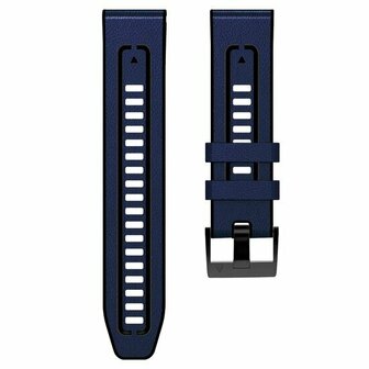 Leder + Silikonarmband - Blau - Garmin Fenix 8 / 8 Pro - 47mm