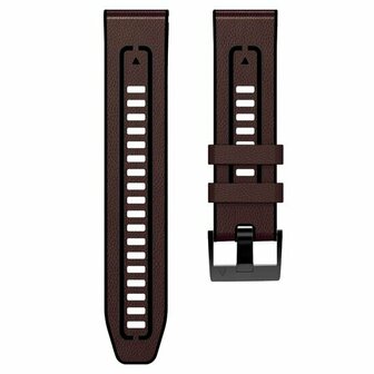 Leder + Silikonarmband - Dunkelbraun - Garmin Fenix 8 / 8 Pro - 47mm