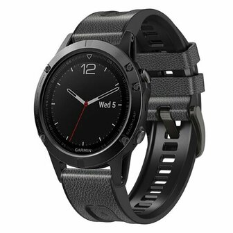 Leder + Silikonarmband - Dunkelgrau - Garmin Fenix 8 / 8 Pro - 47mm