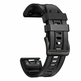 Leder + Silikonarmband - Dunkelgrau - Garmin Fenix 8 / 8 Pro - 47mm