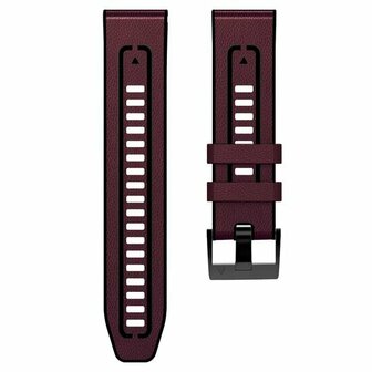 Leder + Silikonarmband - Bordeaux - Garmin Fenix 8 / 8 Pro - 47mm