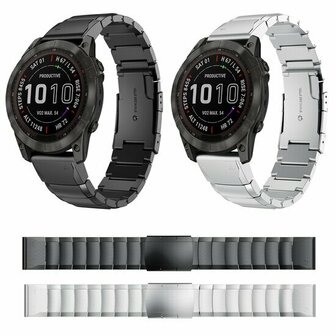Edelstahl-Gliederarmband - Schwarz - Garmin Fenix 8 / 8 Pro - 47mm