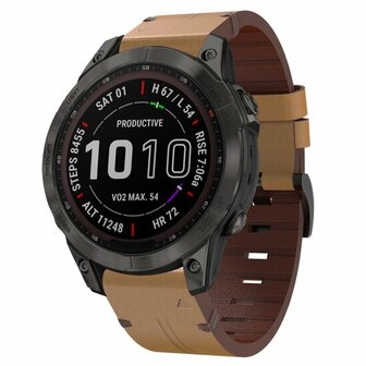 Lederarmband - Hellbraun - Garmin Fenix 8 / 8 Pro - 47mm