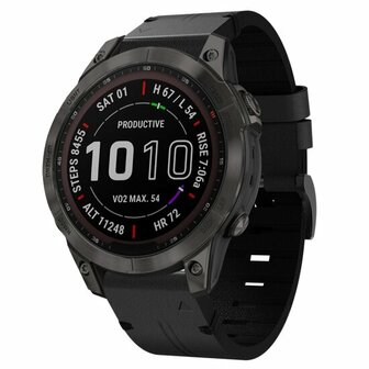 Lederarmband - Schwarz - Garmin Fenix 8 / 8 Pro - 47mm