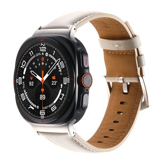 Premium-Lederarmband - Creme-Wei&szlig; - Samsung Galaxy Watch Ultra Armb&auml;nder - 47mm