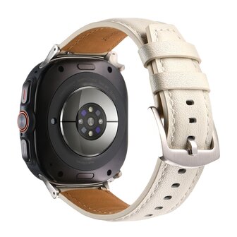 Premium-Lederarmband - Creme-Wei&szlig; - Samsung Galaxy Watch Ultra Armb&auml;nder - 47mm