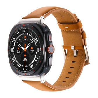 Premium-Lederarmband - Hellbraun - Samsung Galaxy Watch Ultra Armb&auml;nder - 47mm