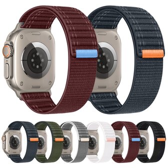 Nylon Wave Armband - Bordeaux - Geeignet f&uuml;r Apple Watch 44mm / 45mm / 46mm / 49mm