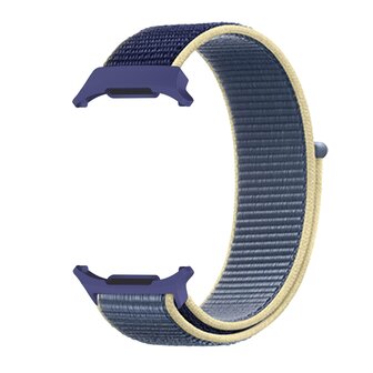 Nylon Loop Armband - Blau mit Creme wei&szlig; - Samsung Galaxy Watch Ultra 47mm