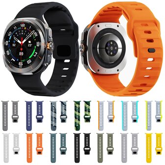 Wave Silikonarmband - Grau mit Orange - Samsung Galaxy Watch Ultra 47mm