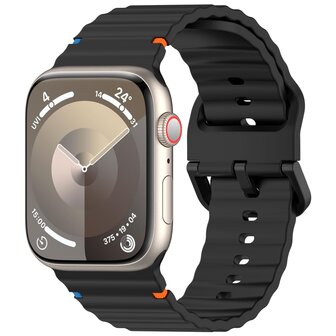 Wave Sportband - Schwarz - Geeignet f&uuml;r Apple Watch 38mm / 40mm / 41mm / 42mm