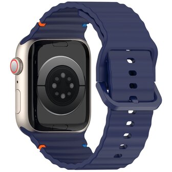 Wave Sportband - Dunkelblau - Geeignet f&uuml;r Apple Watch 38mm / 40mm / 41mm / 42mm