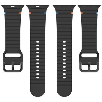 Wave Sportband - Schwarz - Geeignet f&uuml;r Apple Watch 44mm / 45mm / 46mm / 49mm