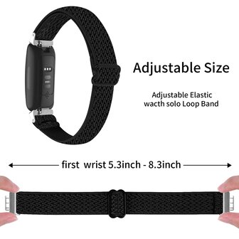 Fitbit Inspire 3 &ndash; Elastisches Solo Loop Nylonarmband - Schwarz