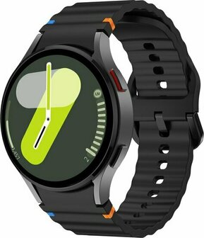 Wave Sportarmband mit Druckknopf - Gr&ouml;&szlig;e: M/L - Schwarz - Samsung Galaxy Watch 7 - 40mm / 44mm &amp; Watch FE