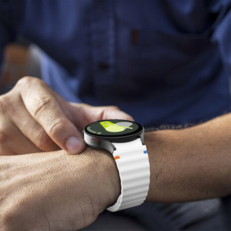 Wave Sportarmband mit Druckknopf - Gr&ouml;&szlig;e: M/L - Wei&szlig; - Samsung Galaxy Watch 7 - 40mm / 44mm &amp; Watch FE
