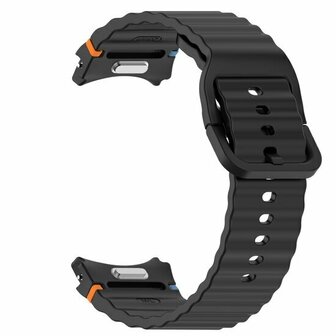 Wave Sportarmband mit Druckknopf - Gr&ouml;&szlig;e: M/L - Schwarz - Samsung Galaxy Watch 6 - 40mm &amp; 44mm