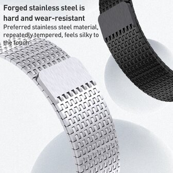 Edelstahl Loop Band - Schwarz - Extra stark - Geeignet f&uuml;r Apple Watch 44mm / 45mm / 46mm / 49mm