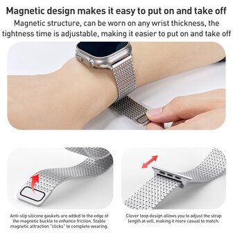 Edelstahl Loop Band - Farbe Titan - Extra stark - Geeignet f&uuml;r Apple Watch 44mm / 45mm / 46mm / 49mm